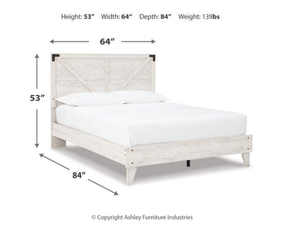 Ashley Shawburn White Dark Charcoal Gray Queen Crossbuck Panel Platform Bed