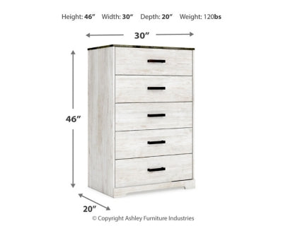 Ashley Shawburn Whitewash Charcoal Gray 5 Drawer Chest