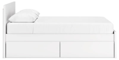 Ashley Onita White Queen Panel Platform Bed with 1 Side Storage