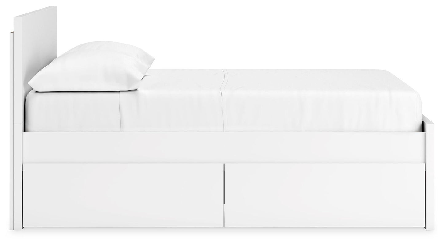 Ashley Onita White Full Panel Platform Bed with 1 Side Storage