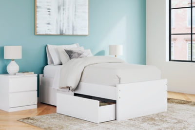 Ashley Onita White Twin Platform Bed with 1 Side Storage