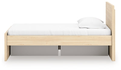 Ashley Onita Natural Twin Panel Platform Bed with 1 Side Storage