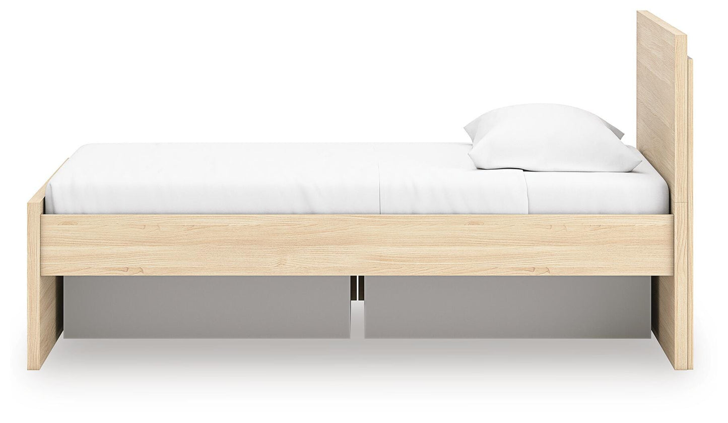 Ashley Onita Natural Twin Panel Platform Bed with 1 Side Storage