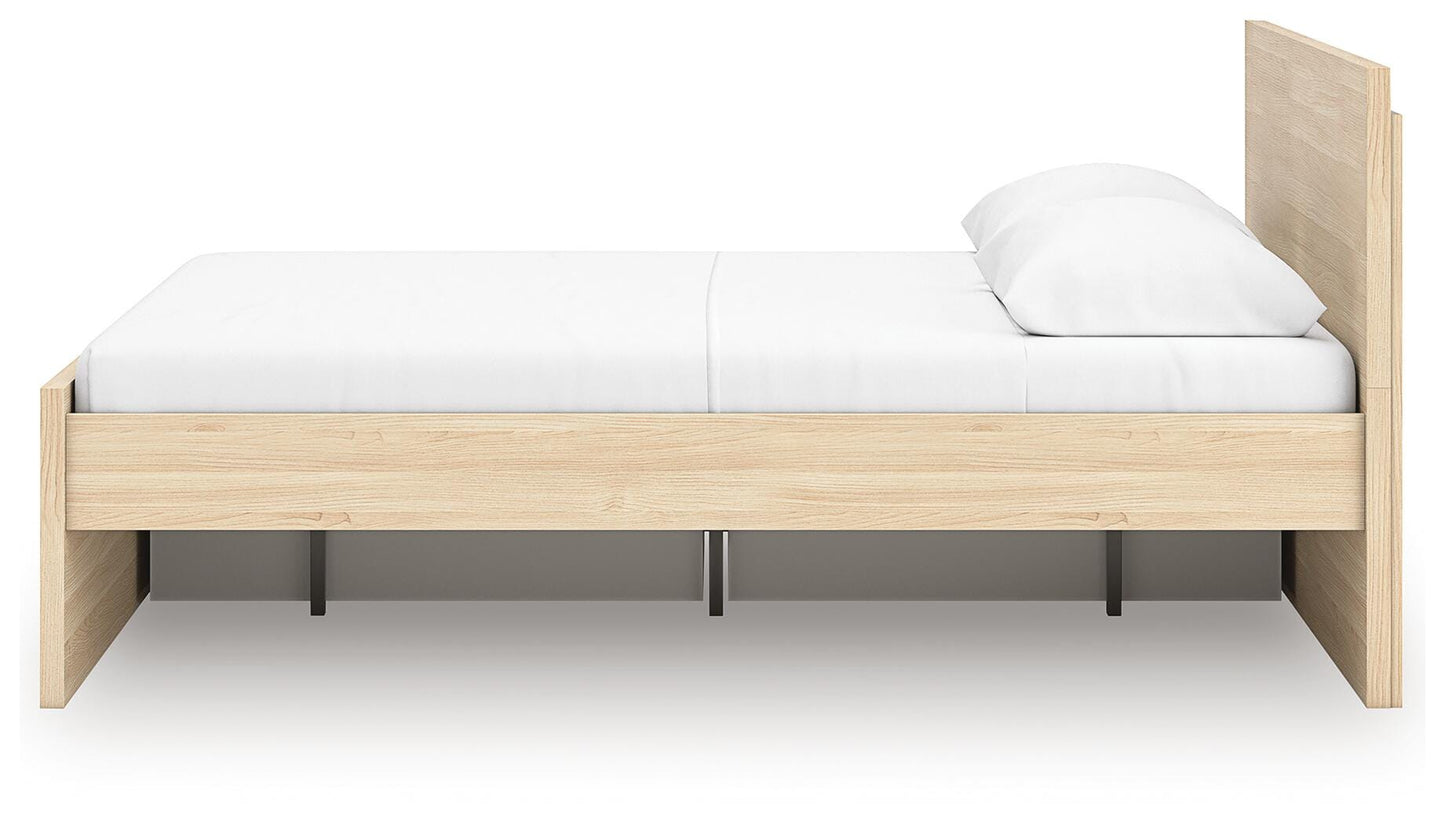 Ashley Onita Natural Queen Panel Platform Bed with 1 Side Storage