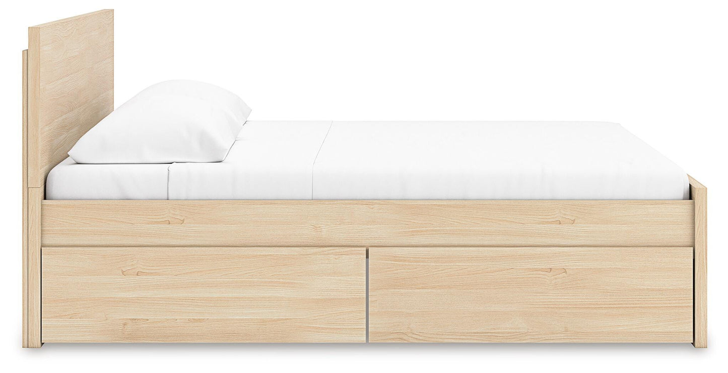 Ashley Onita Natural Queen Panel Platform Bed with 2 Side Storage
