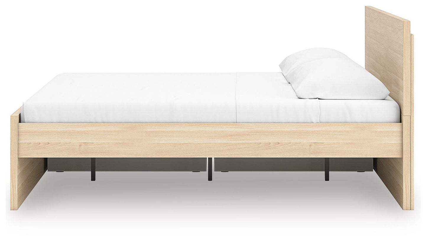 Ashley Onita Natural King Panel Platform Bed with 1 Side Storage