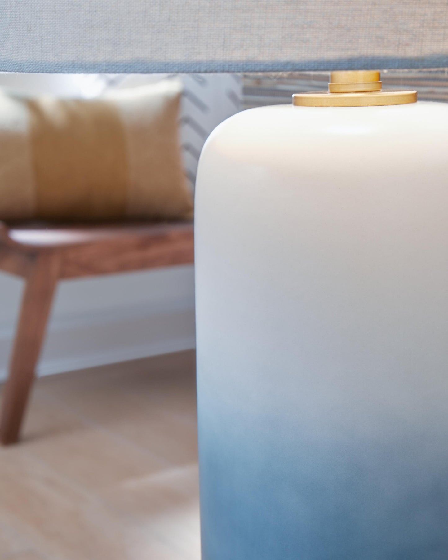 Ashley Lemrich White Teal Table Lamp