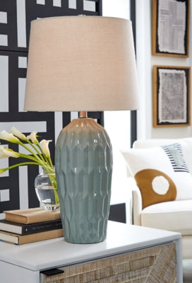 Ashley Hadbury Pale Blue Teal Table Lamp (Set of 2)