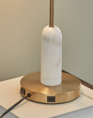 Ashley Rowleigh Gold Finish White Desk Lamp