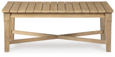 Ashley Carter Hall Beige Outdoor Coffee Table