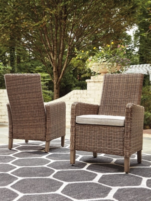 Ashley Beachcroft Beige Outdoor Arm Chair with Cushion (Set of 2)