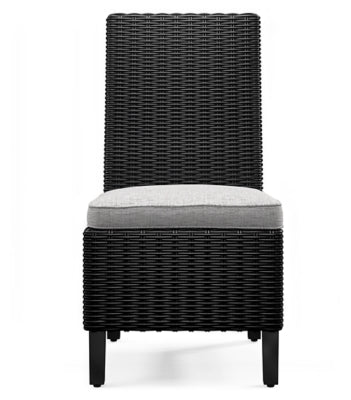 Ashley Beachcroft Black Light Gray Outdoor Side Chair with Cushion (Set of 2)