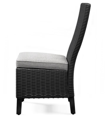 Ashley Beachcroft Black Light Gray Outdoor Side Chair with Cushion (Set of 2)