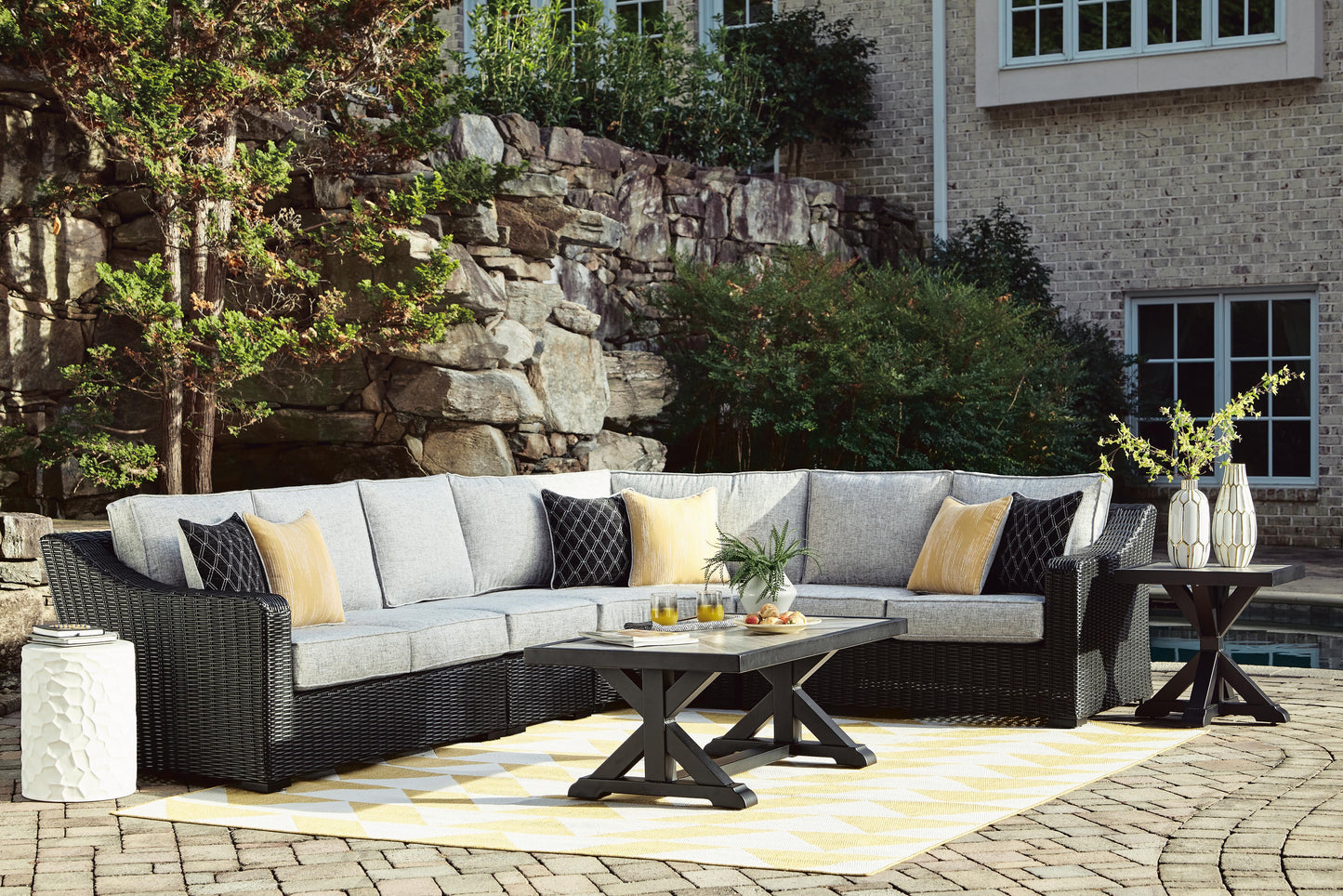 Ashley Beachcroft Black Light Gray Outdoor End Table
