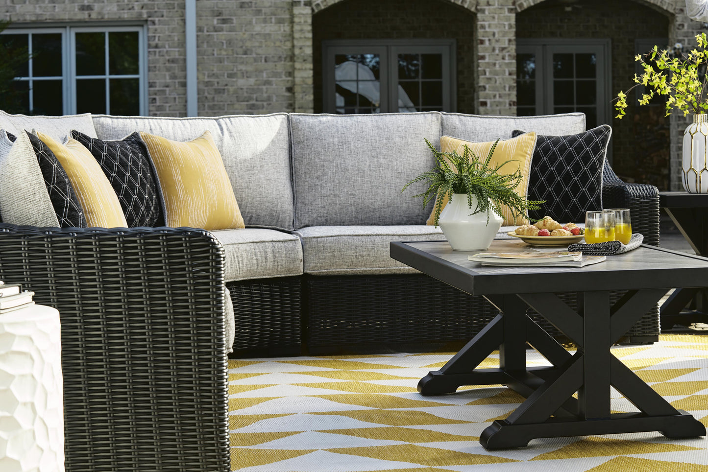 Ashley Beachcroft Black Light Gray Outdoor Coffee Table