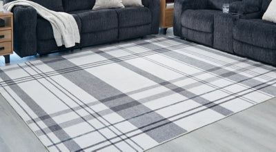 Ashley Kaidlow Gray Cream 7'7" x 9'8" Washable Rug
