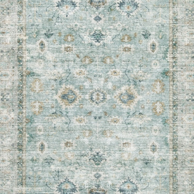 Ashley Ladstoney Teal Beige Ochre 7'6" X 9'6" Memory Foam Area Rug