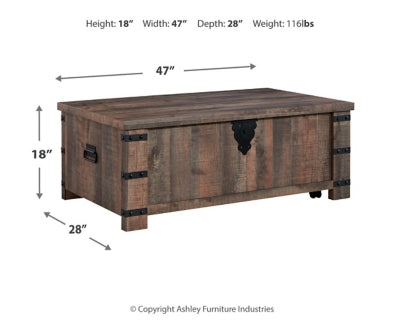 Ashley Hollum Rustic Brown Lift-Top Coffee Table