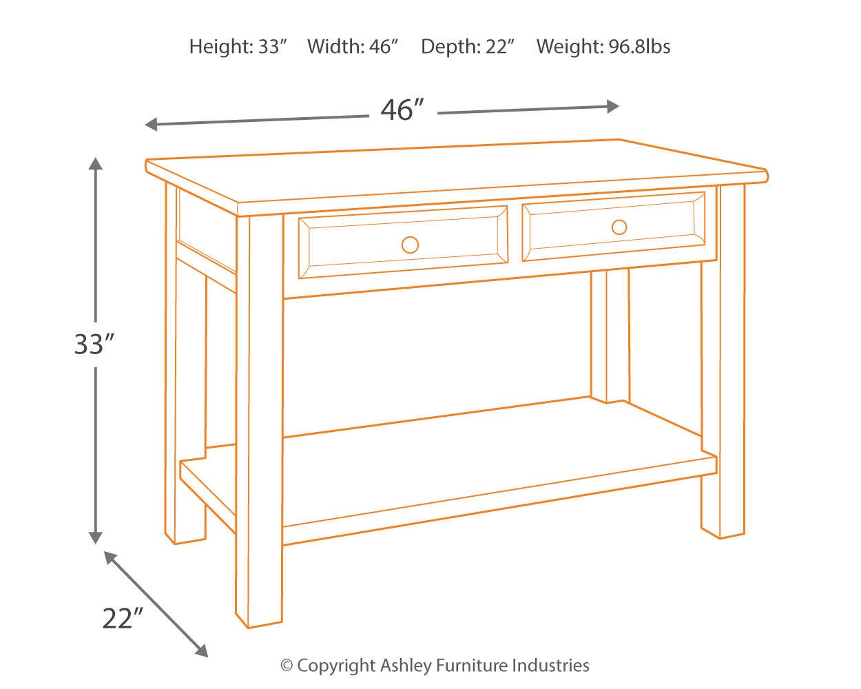 Ashley Tyler Creek Grayish Brown Black Sofa/Console Table