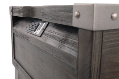 Ashley Todoe Dark Gray End Table with USB Ports & Outlets