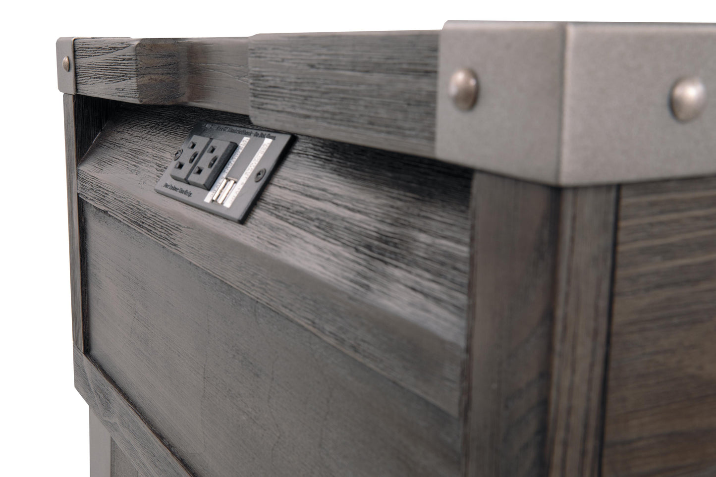Ashley Todoe Dark Gray End Table with USB Ports & Outlets