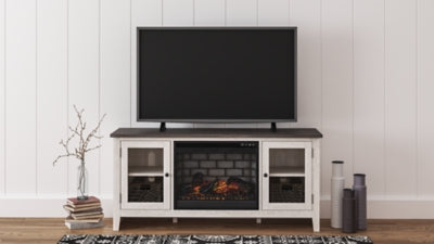 Ashley Dorrinson Two-tone 60" TV Stand with Electric Infrared Fireplace