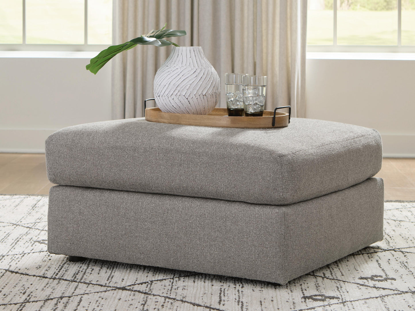 Benchcraft Lindon Smoke Oversized Accent Ottoman