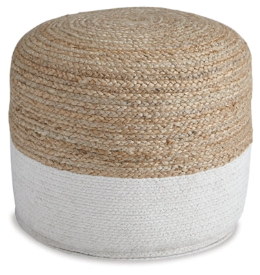 Ashley Sweed Valley Natural/White Pouf