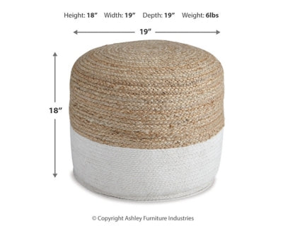Ashley Sweed Valley Natural/White Pouf