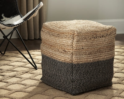 Ashley Sweed Valley Natural Black Pouf