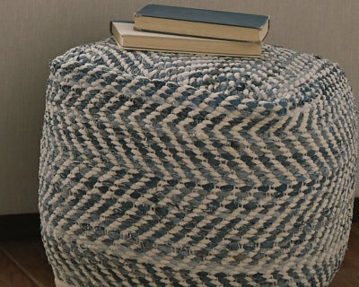 Ashley Chevron Blue Pouf