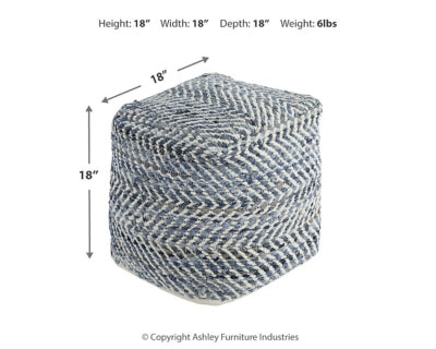 Ashley Chevron Blue Pouf