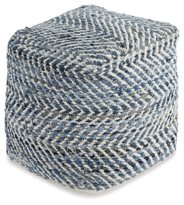 Ashley Chevron Blue Pouf