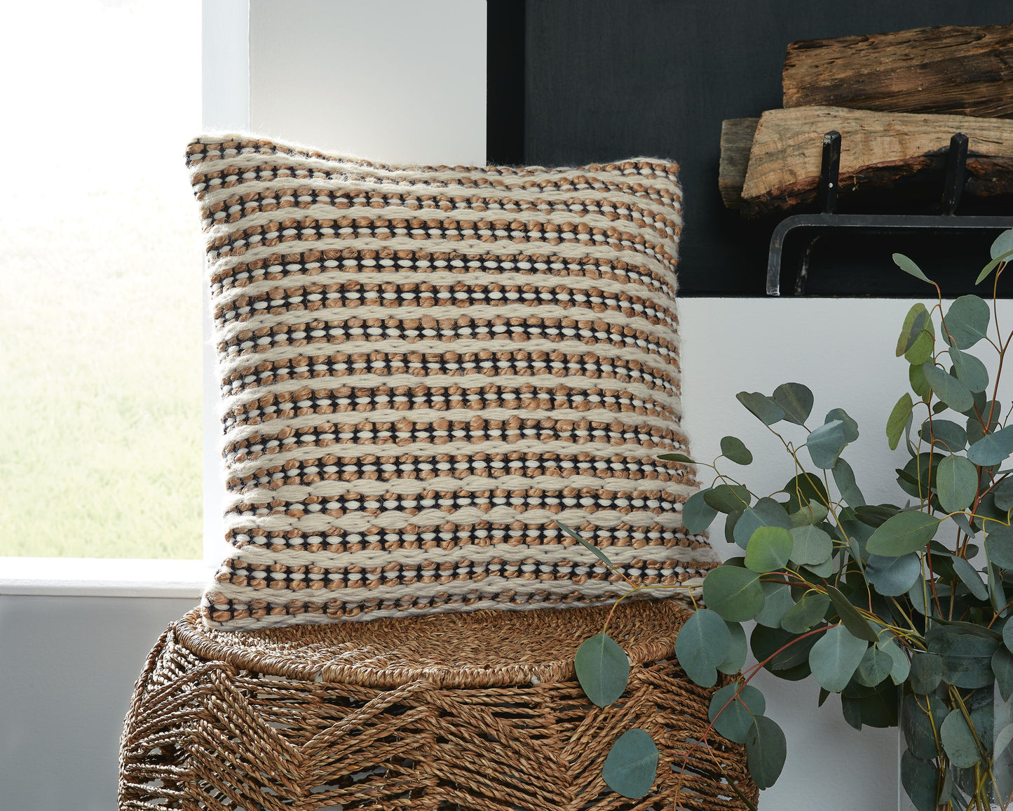 Ashley Nealington Brown Black White Pillow