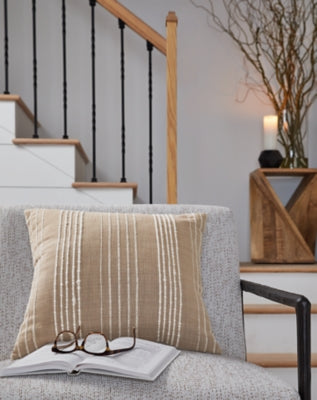Ashley Benbert Tan White Pillow