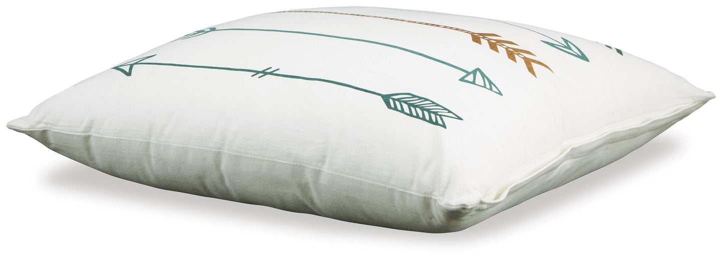 Ashley Gyldan White Teal Gold Pillow