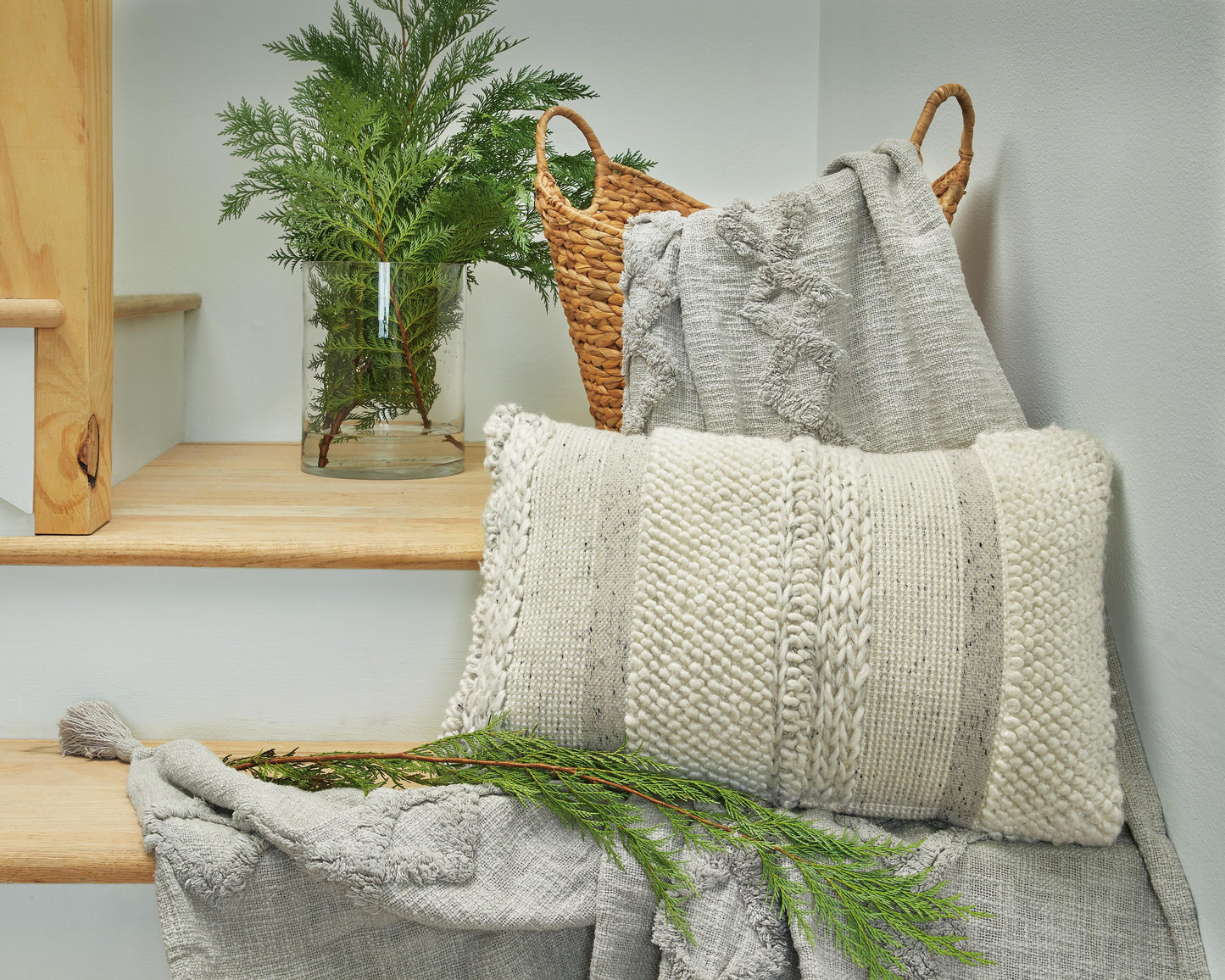 Ashley Standon Gray White Pillow