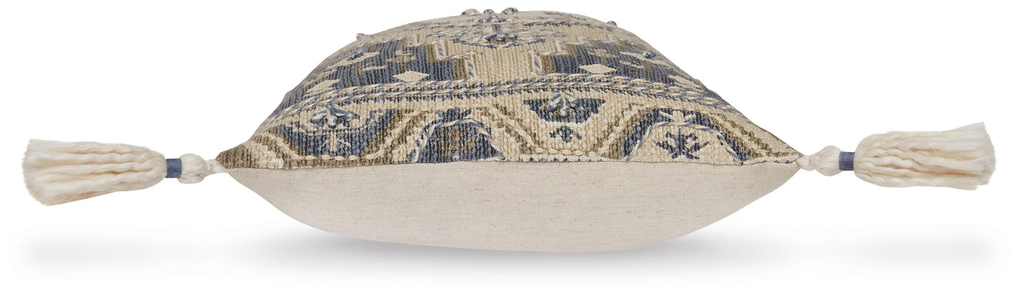 Ashley Winbury Blue Tan White Pillow