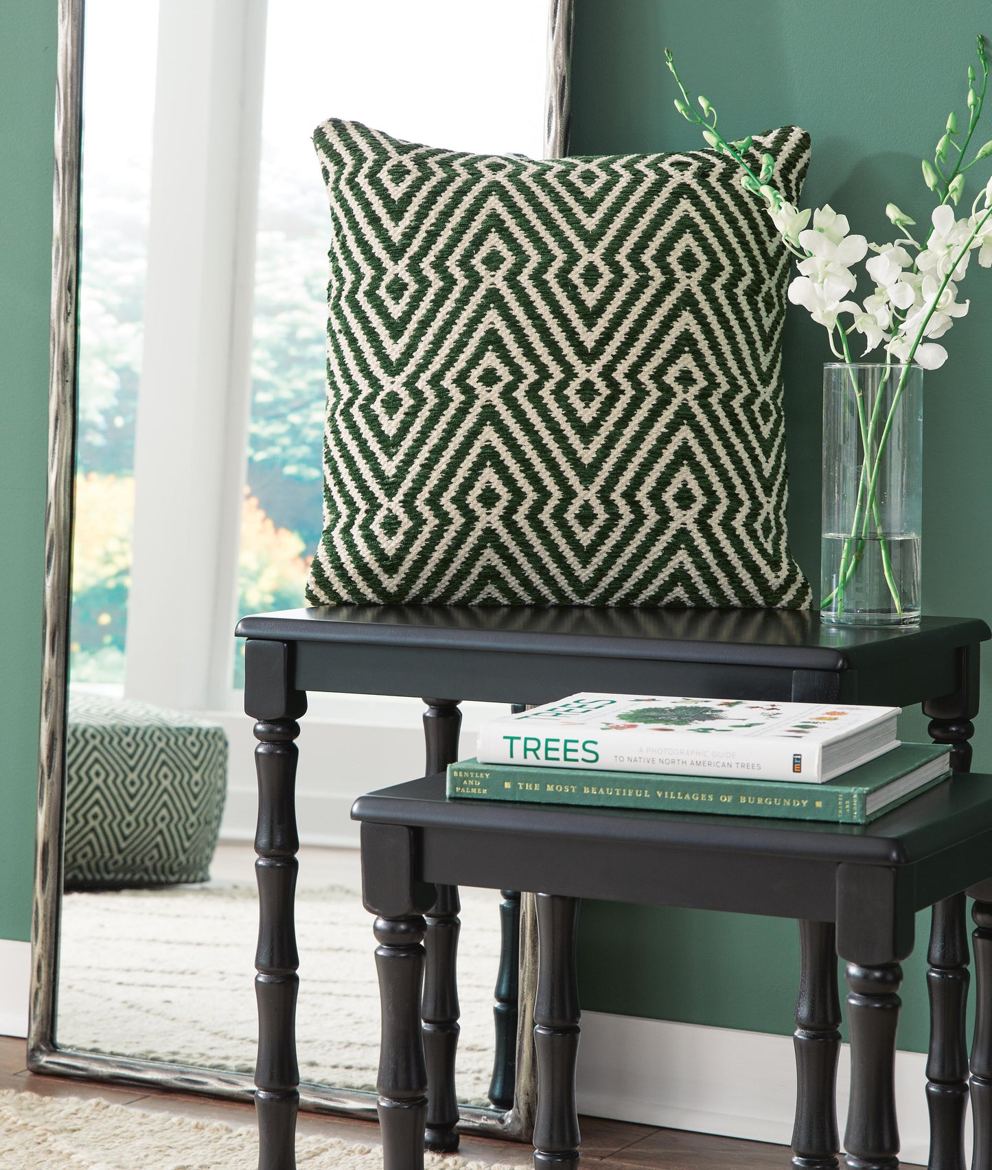 Ashley Digover Green Ivory Pillow