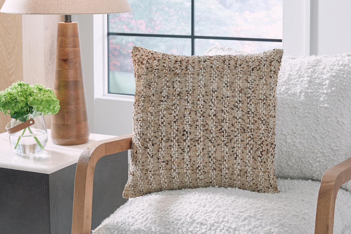 Ashley Vorlane Tan Brown White Pillow