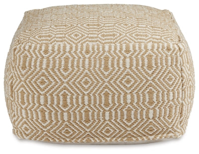 Ashley Adamont Tan Ivory Pouf