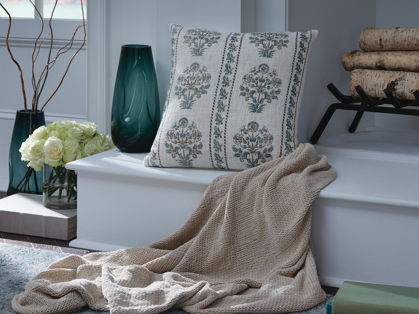 Ashley Paulmour Ivory Green Brown Pillow