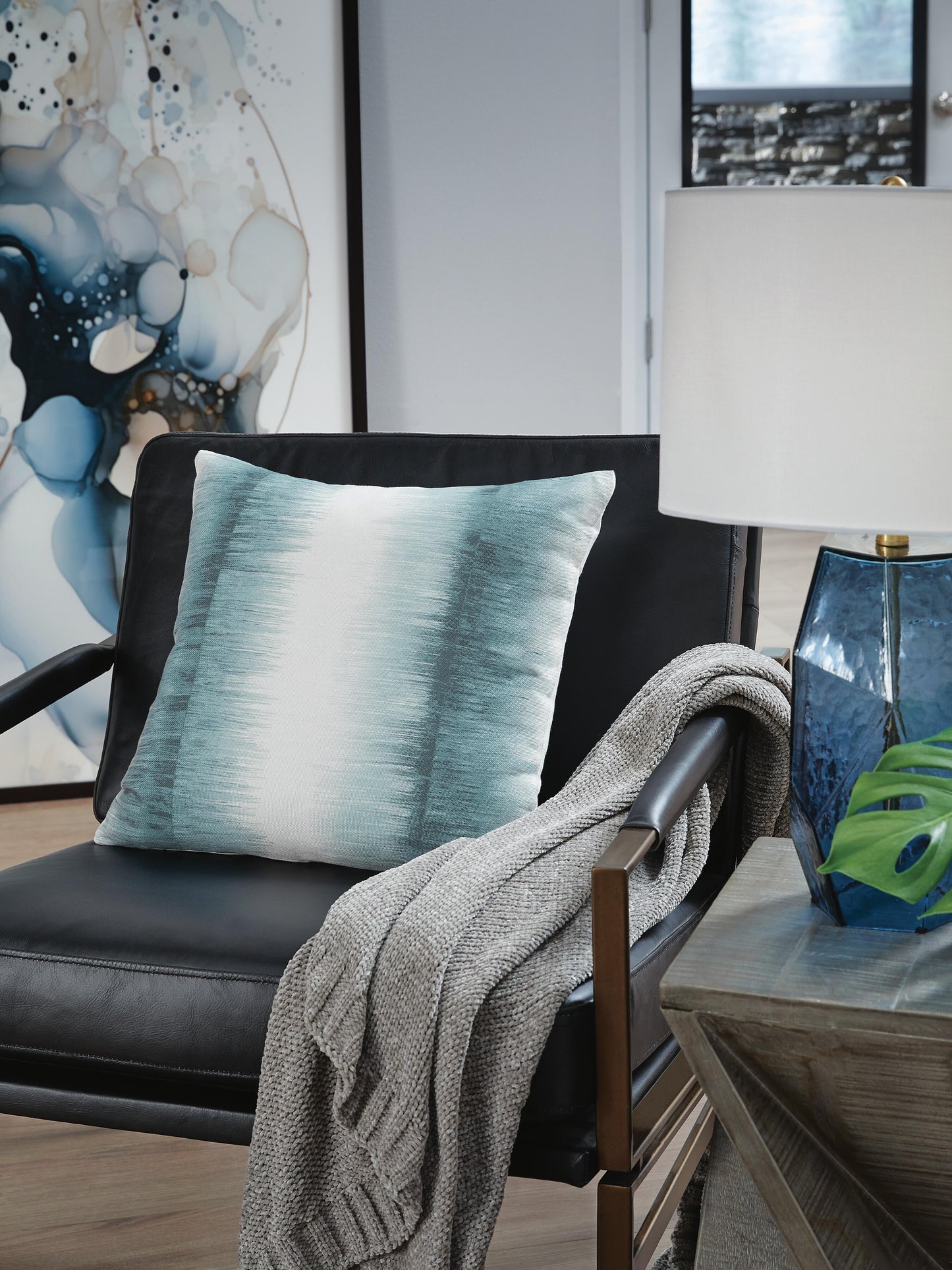 Ashley Elonwich Teal White Pillow