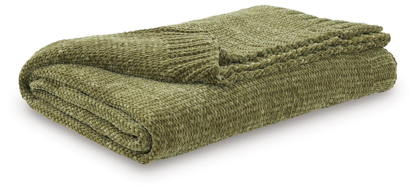 Ashley Anawood Olive Green Throw (Set of 3)