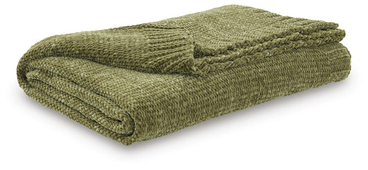 Ashley Anawood Olive Green Throw (Set of 3)