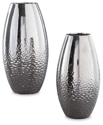 Ashley Dinesh Silver Finish Vase (Set of 2)