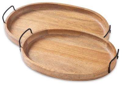 Ashley Jocelyne Brown Black Tray (Set of 2)