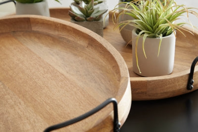 Ashley Jocelyne Brown Black Tray (Set of 2)