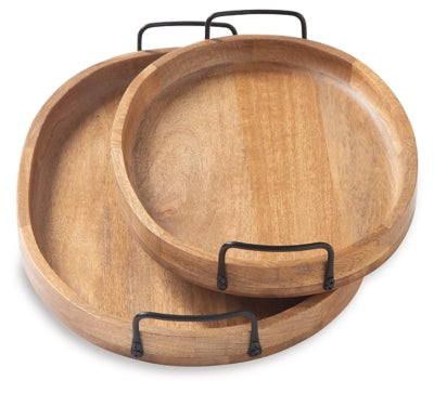 Ashley Jocelyne Brown Black Tray (Set of 2)