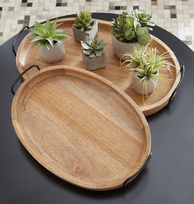 Ashley Jocelyne Brown Black Tray (Set of 2)